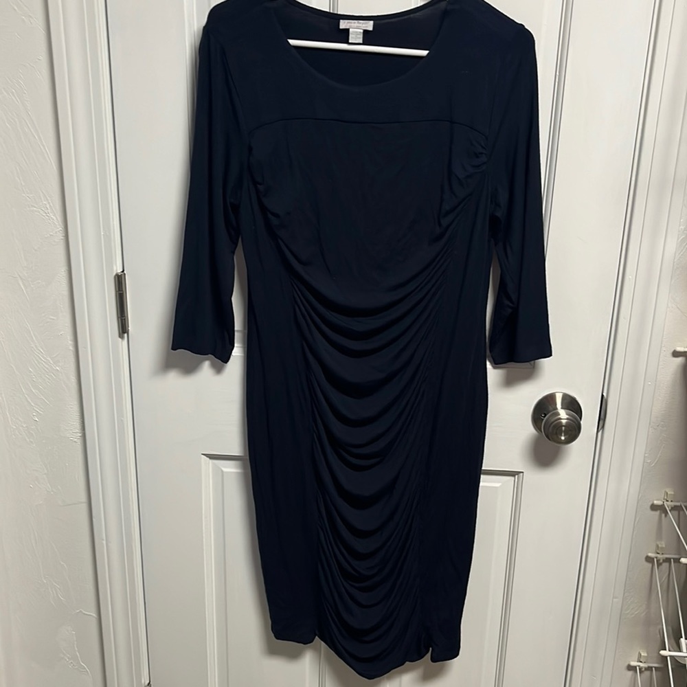 𝅺a pea in the pod long navy blue dress size large.